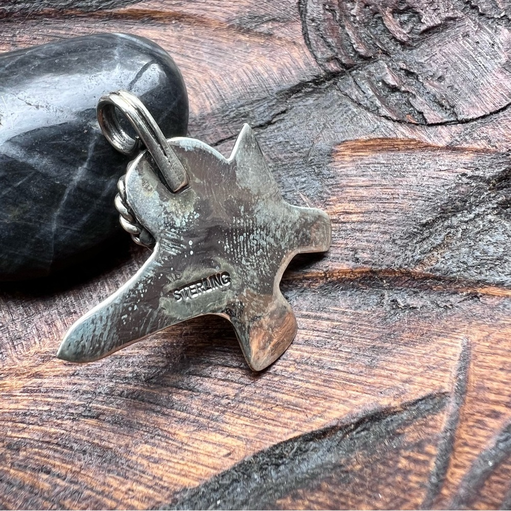 925 Sterling Silver Turquoise Dinosaur Pendant | Southwestern - Picture 5 of 13